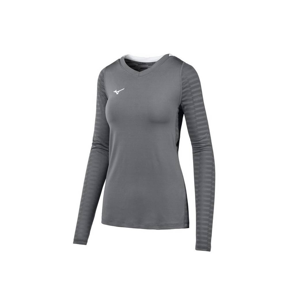 Mizuno United Long Sleeve - Bayan Forma - Gri Türkiye (MWIEOU-137)